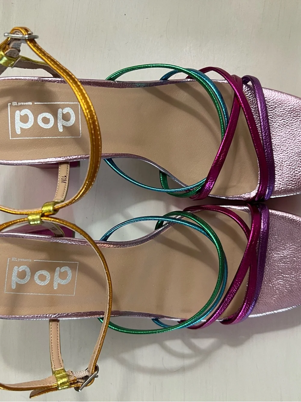 Women’s Pop Multicolor Strappy Block Heel Sandals